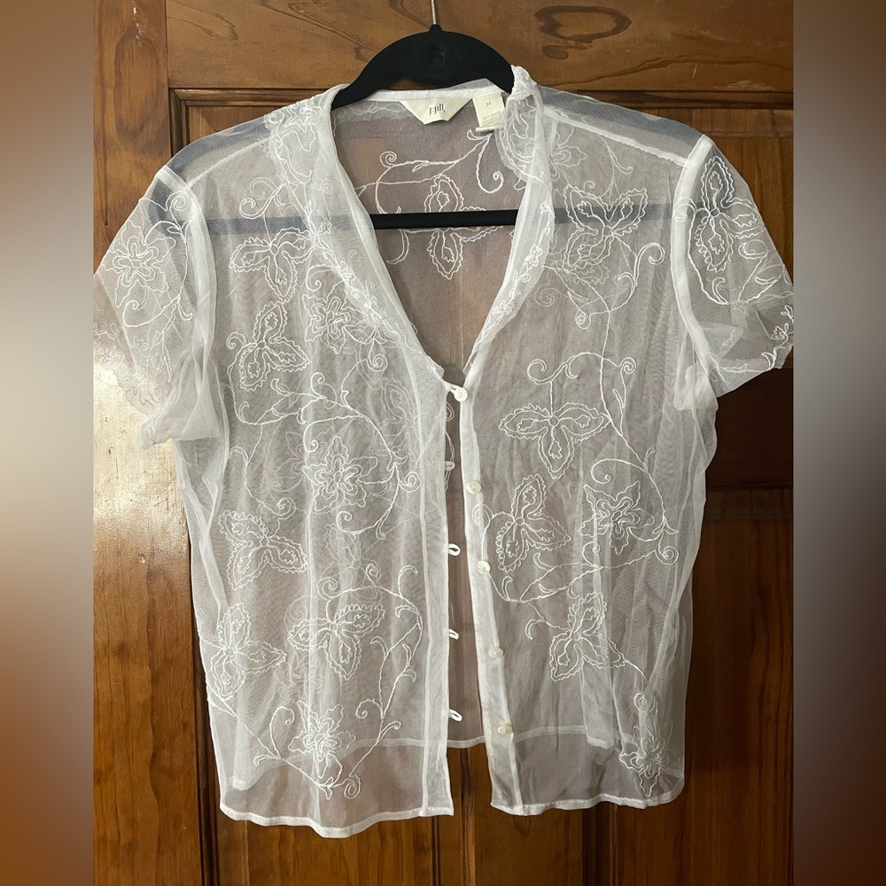 VINTAGE J JILL MICROMESH TOP WITH CLOSURES Y2K